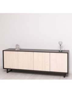 Credenza Slatted country 214 cm a 4 ante con piedi in ferro MS753
