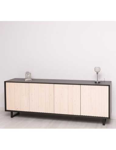 Credenza Slatted country 214 cm a 4 ante con piedi in ferro MS753