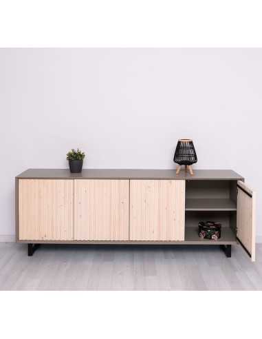 Credenza Slatted country 214 cm a 4 ante con piedi in ferro MS753