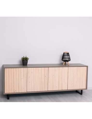 Credenza Slatted country 214 cm a 4 ante con piedi in ferro MS753
