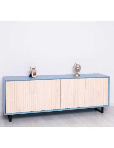 Credenza Slatted country 214 cm a 4 ante con piedi in ferro MS753