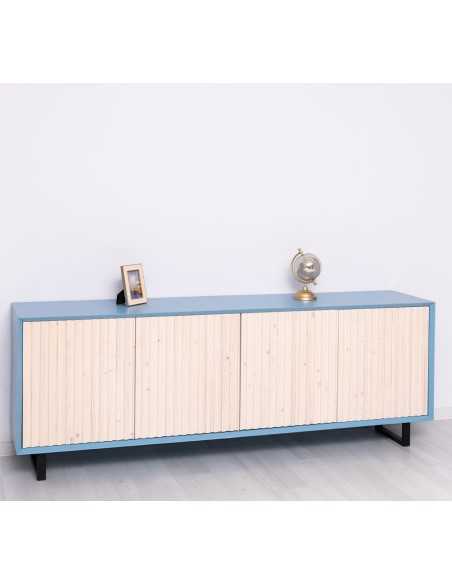 Credenza Slatted country 214 cm a 4 ante con piedi in ferro MS753