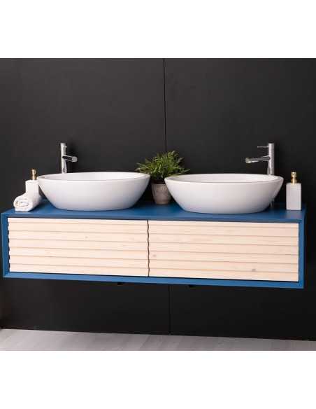 Mobile sottolavabo sospeso 150 cm con 2 cassetti per doppio lavabo MS757