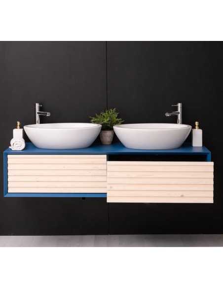 Mobile sottolavabo sospeso 150 cm con 2 cassetti per doppio lavabo MS757