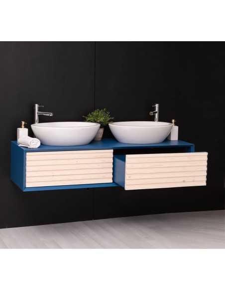 Mobile sottolavabo sospeso 150 cm con 2 cassetti per doppio lavabo MS757