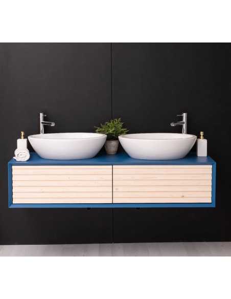 Mobile sottolavabo sospeso 150 cm con 2 cassetti per doppio lavabo MS757