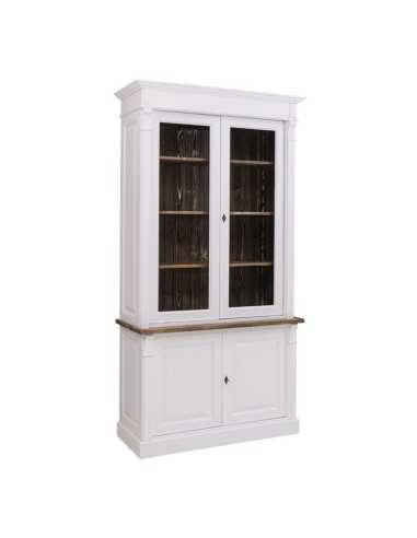 Credenza country 2 corpi con ante in legno e vetro 120 cm | MS75BS