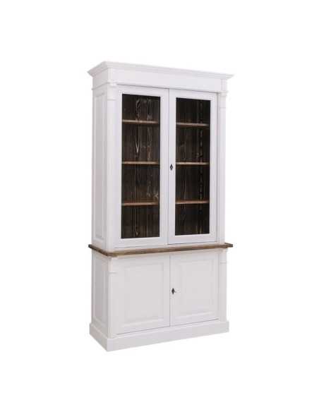 Credenza country 2 corpi con ante in legno e vetro 120 cm | MS75BS
