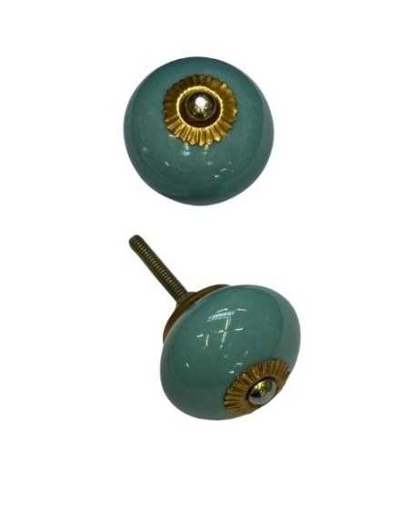 Pomello in ceramica artigianale Ø 4 cm colore ottanio | Maniglia per mobili POM006