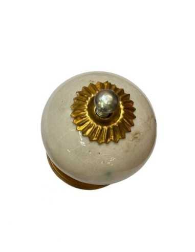 Pomello in ceramica artigianale Ø 4 cm colore bianco | Maniglia per mobili POM008