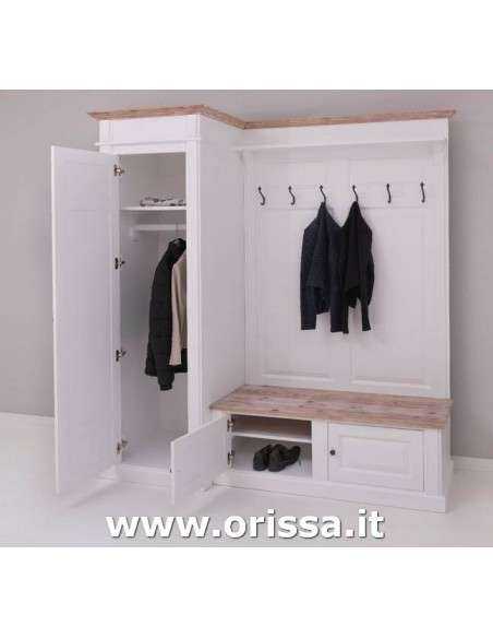 Mobile appendiabiti country con appendi cappotti e portascarpe MS720L