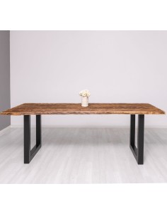 Tavolo rustico o colorato in legno con gamba centrale in ferro 180cm MS787