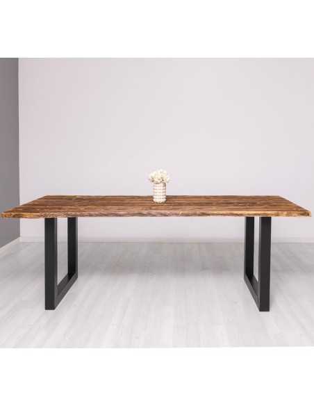 Tavolo rustico o colorato in legno con gamba centrale in ferro 180cm MS787