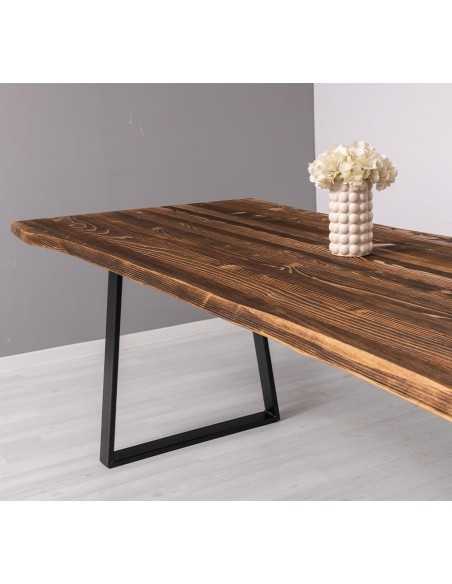 Tavolo rustico o colorato in legno con gamba centrale in ferro 180cm MS787