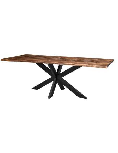 Tavolo rustico o colorato in legno con gamba centrale in ferro 180cm MS787