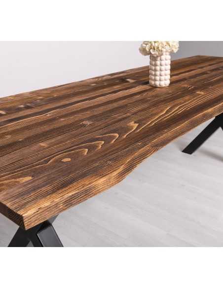 Tavolo rustico o colorato in legno con gamba centrale in ferro 180cm MS787
