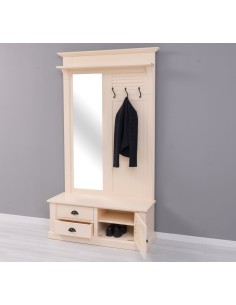 Appendiabiti da ingresso in stile country legno 3 ganci con specchio MS722
