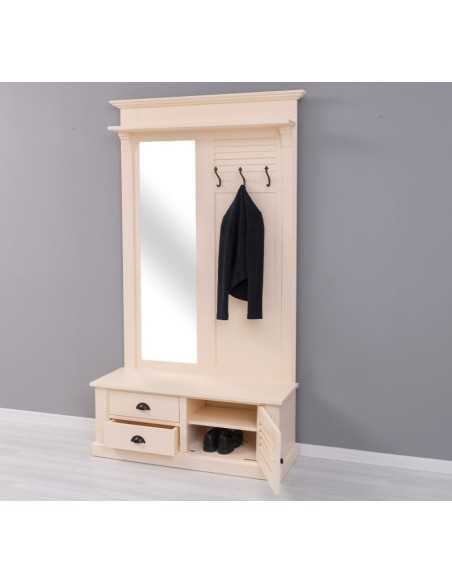 Appendiabiti da ingresso in stile country legno 3 ganci con specchio MS722
