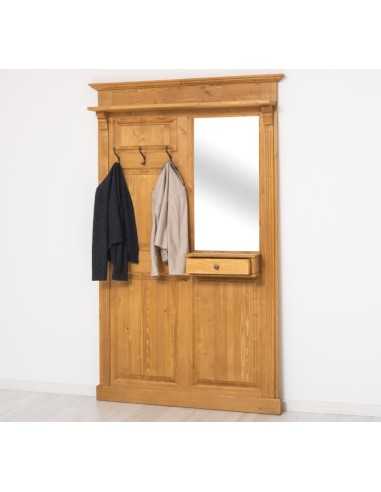 Pannello appendiabiti country legno 3 ganci con specchio MS242