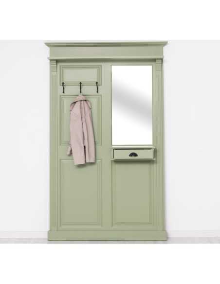 Pannello appendiabiti country legno 3 ganci con specchio MS242