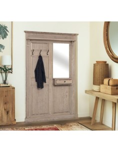 Pannello appendiabiti country legno 3 ganci con specchio MS242 2