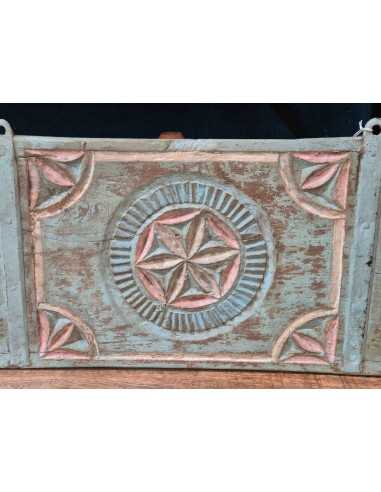 Pannello fregio intagliato etnico in legno di teak da appendere TL212A