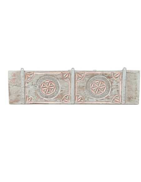 Pannello fregio intagliato etnico in legno di teak da appendere TL212A