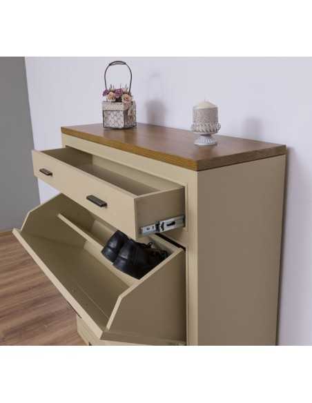 Scarpiera country in legno colorato con due ante e cassetto MS642