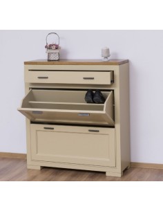 Scarpiera country in legno colorato con due ante e cassetto MS642 2