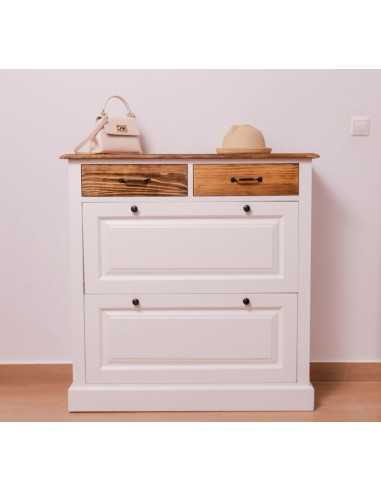 Scarpiera 2 ante e 2 cassetti country in legno colorato MS358