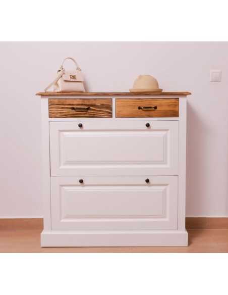 Scarpiera 2 ante e 2 cassetti country in legno colorato MS358