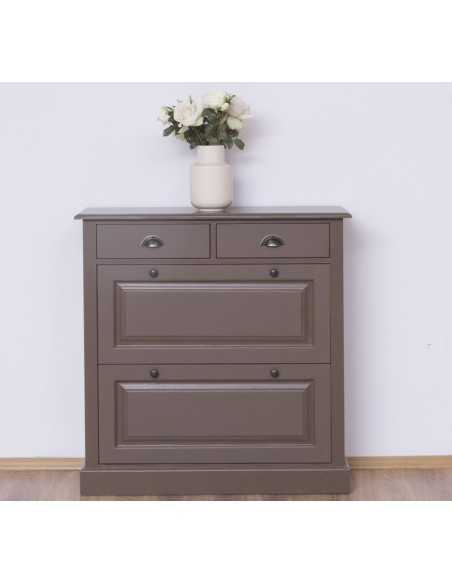 Scarpiera 2 ante e 2 cassetti country in legno colorato MS358