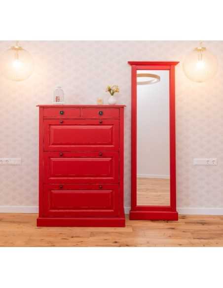 Scarpiera 3 ante e 2 cassetti country in legno colorato MS415