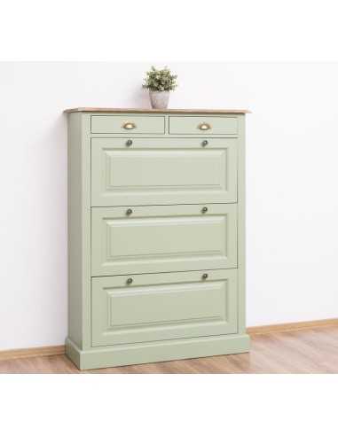 Scarpiera 3 ante e 2 cassetti country in legno colorato MS415