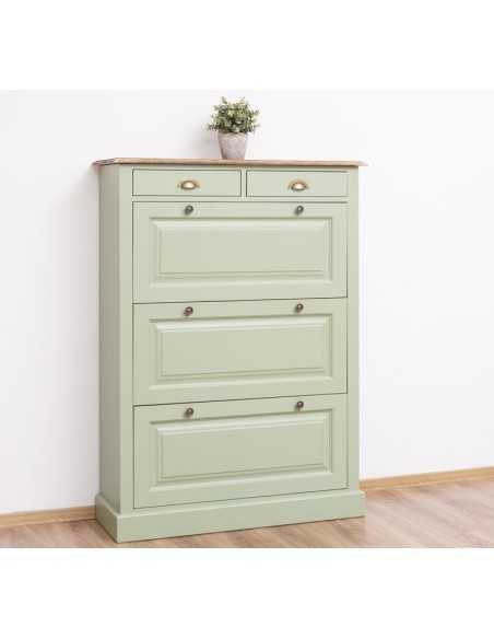 Scarpiera 3 ante e 2 cassetti country in legno colorato MS415