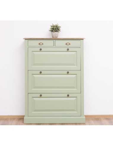 Scarpiera 3 ante e 2 cassetti country in legno colorato MS415
