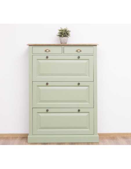 Scarpiera 3 ante e 2 cassetti country in legno colorato MS415