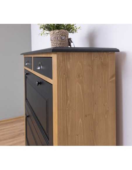 Scarpiera 3 ante e 2 cassetti country in legno colorato MS415