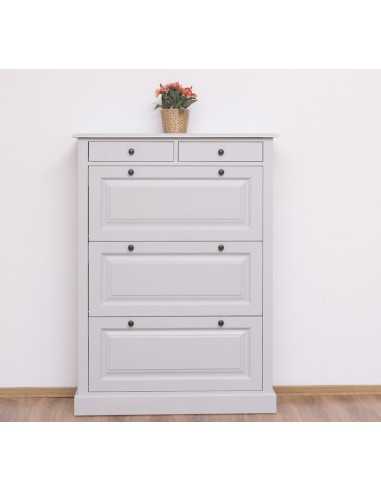 Scarpiera 3 ante e 2 cassetti country in legno colorato MS415