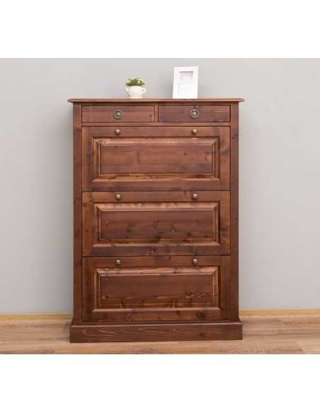 Scarpiera 3 ante e 2 cassetti country in legno colorato MS415