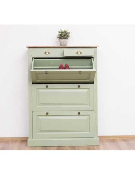 Scarpiera 3 ante e 2 cassetti country in legno colorato MS415