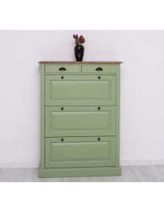 Scarpiera 3 ante e 2 cassetti country in legno colorato MS415