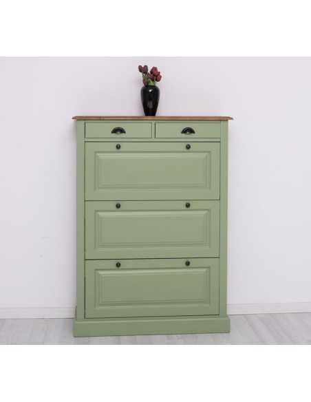 Scarpiera 3 ante e 2 cassetti country in legno colorato MS415