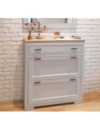 Scarpiera country in legno colorato con due ante e cassetto MS642