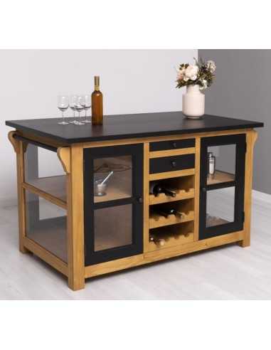 Cucina isola centrale portabottiglie legno stile shabby chic MS608