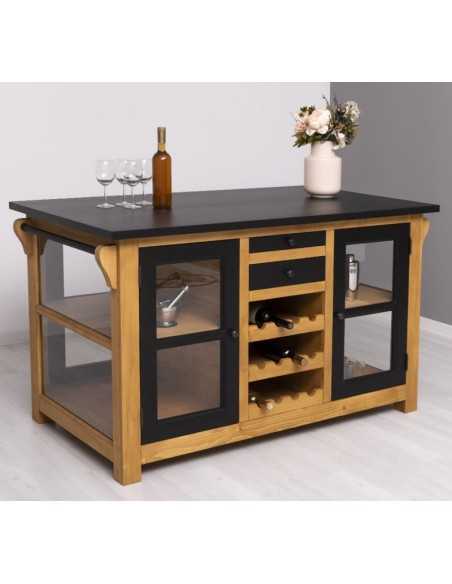 Cucina isola centrale portabottiglie legno stile shabby chic MS608