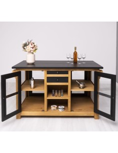 Cucina isola centrale portabottiglie legno stile shabby chic MS608