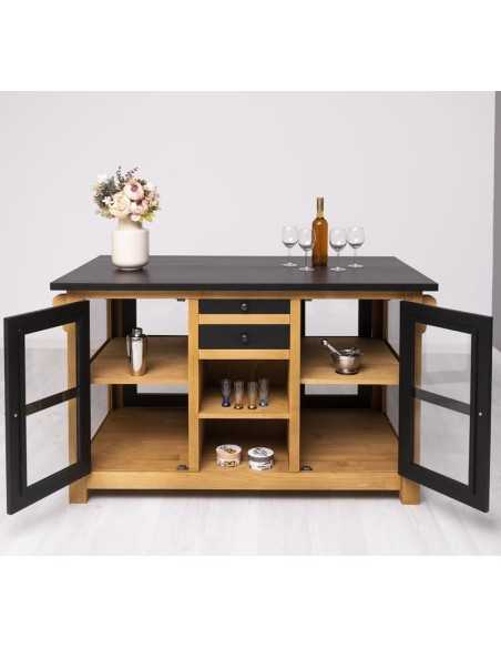 Cucina isola centrale portabottiglie legno stile shabby chic MS608