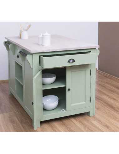 Cucina isola centrale legno stile provenzale colorato MS360