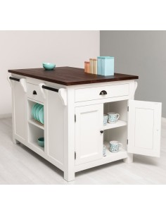 Cucina isola centrale legno stile provenzale colorato MS360